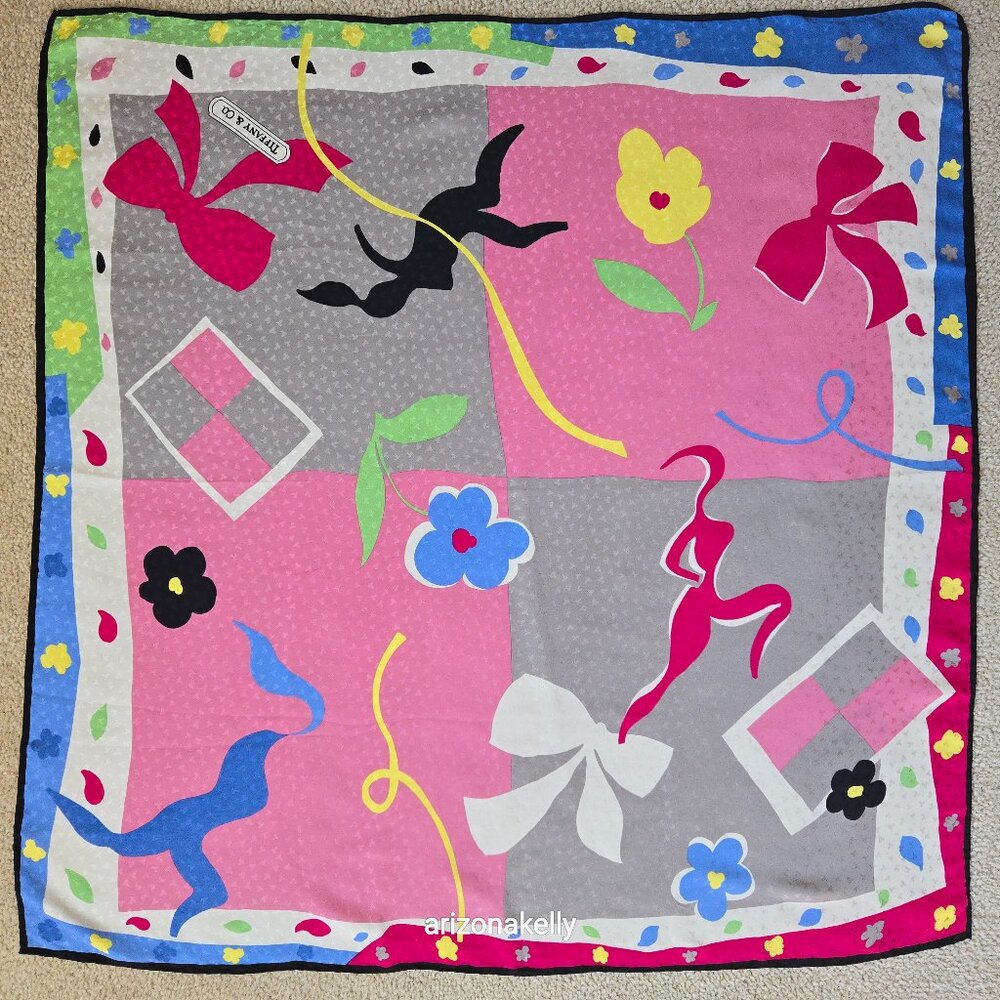 Tiffany Silk Scarf Hand-Rolled Tiffany Logo
